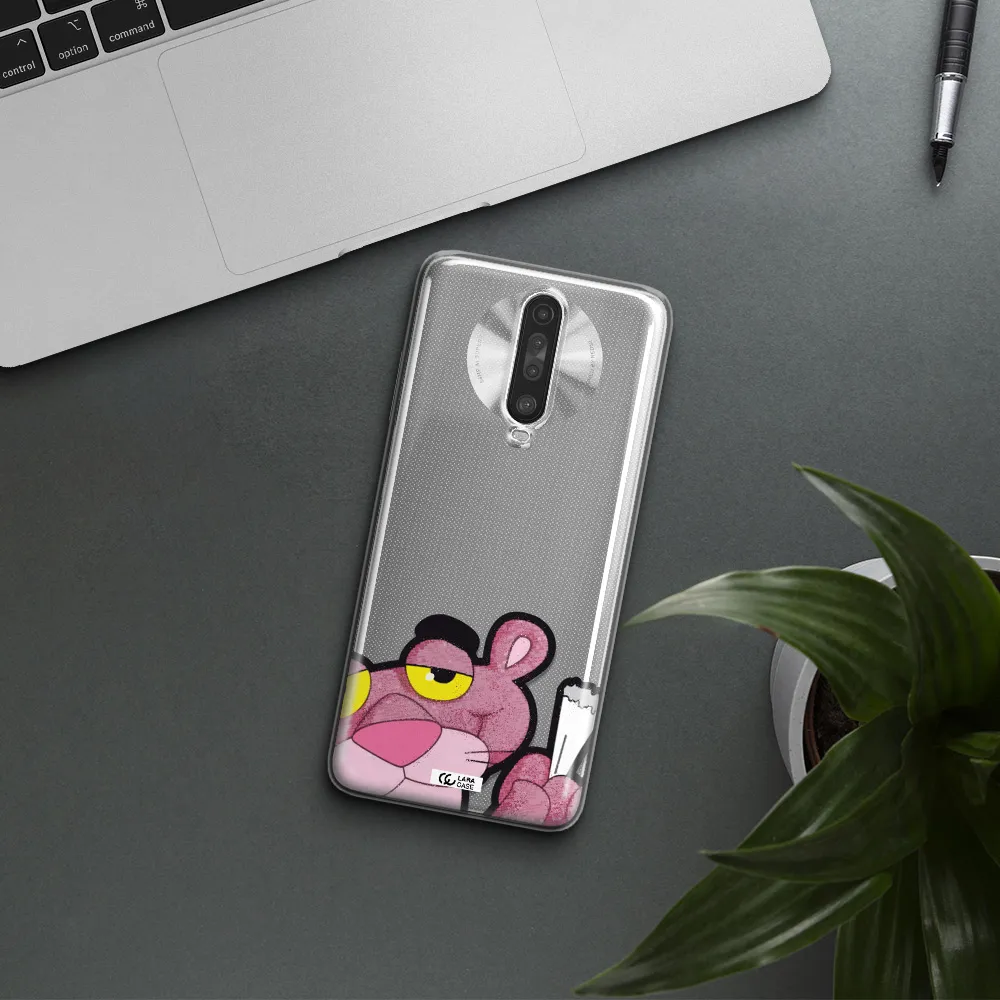 a cartoon of a pink bear Xiaomi Redmi K30 Clear TPU Case