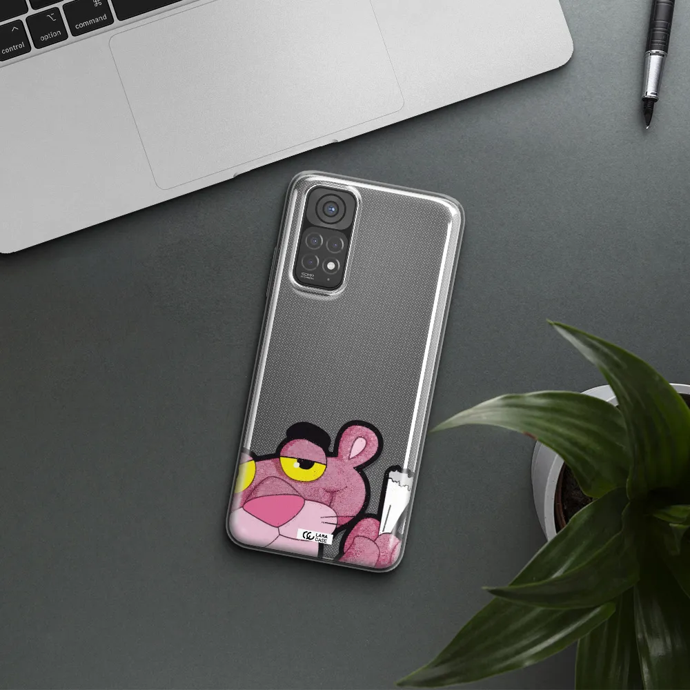a cartoon of a pink bear Xiaomi Redmi Note 11 Clear TPU Case