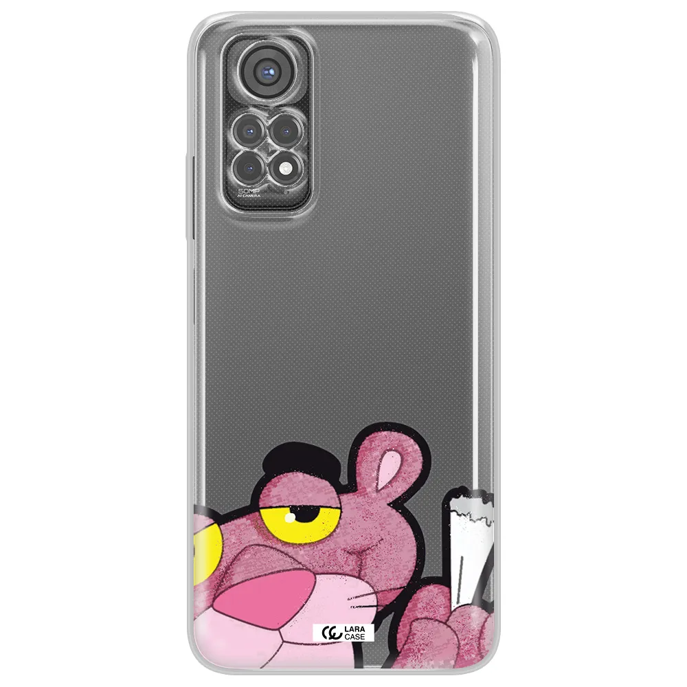 A Cartoon Of A Pink Bear Xiaomi Redmi Note 11S Clear Tpu Case