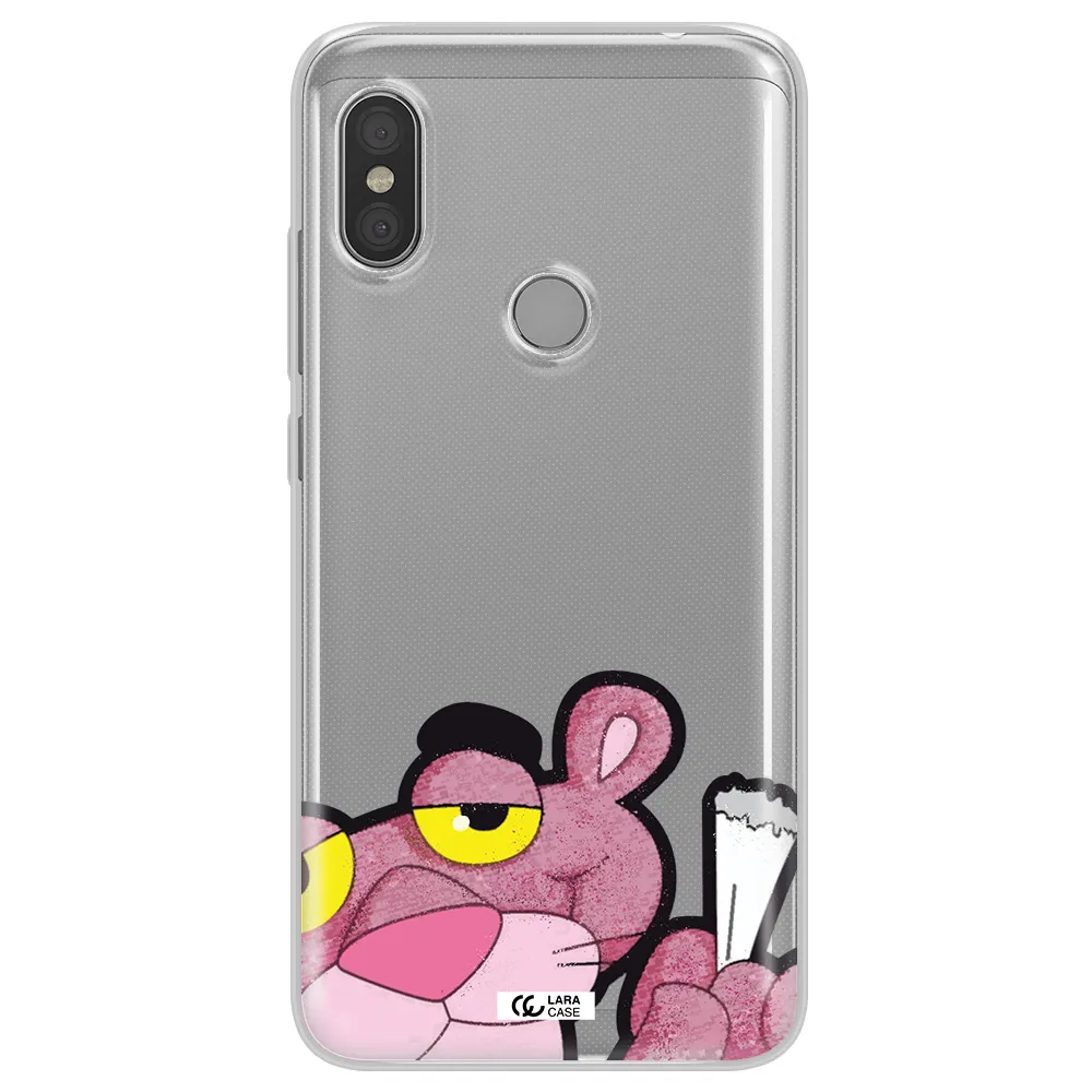 a cartoon of a pink bear Xiaomi Redmi Note 6 Pro Clear TPU Case