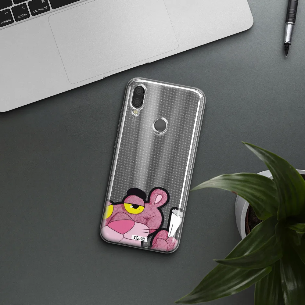 a cartoon of a pink bear Xiaomi Redmi Note 7 Clear TPU Case