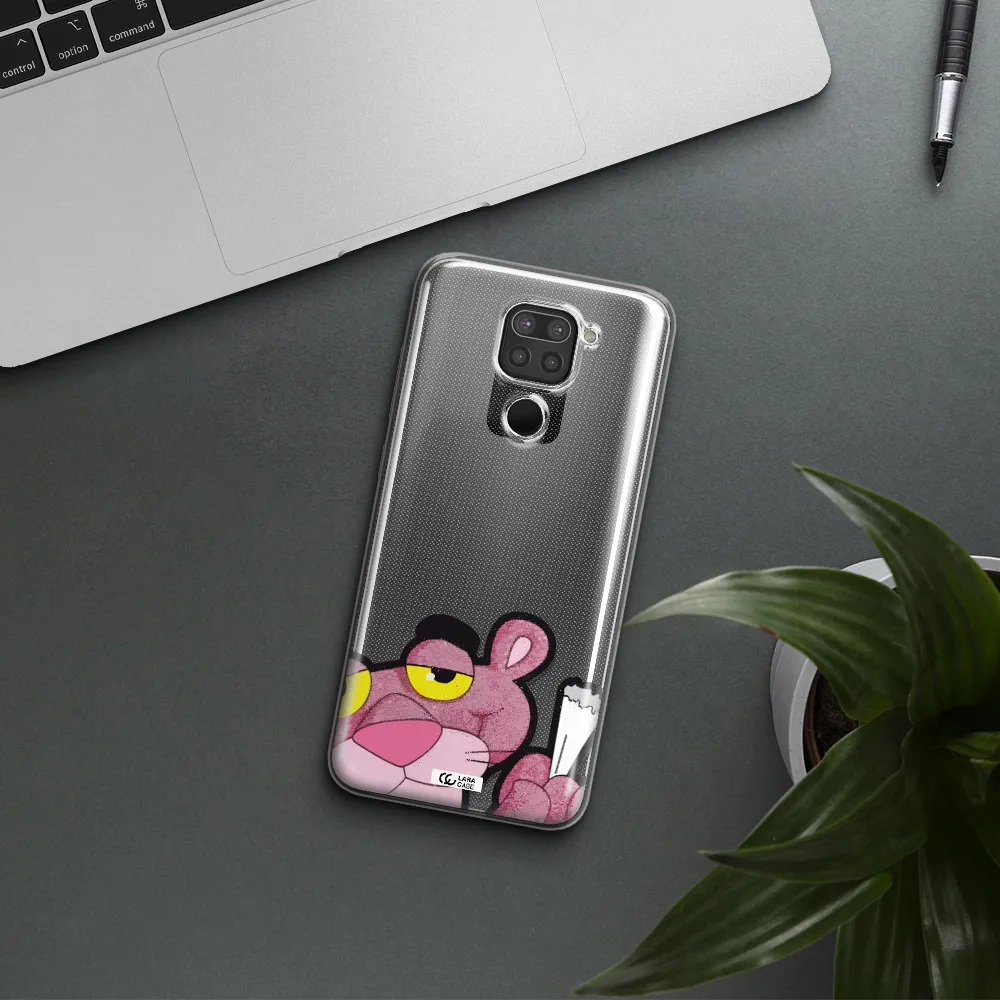 a cartoon of a pink bear Xiaomi Redmi Note 9 Clear TPU Case
