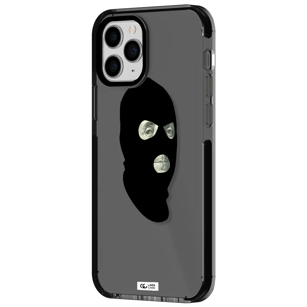 a person wearing a mask Apple iPhone 11 pro impact Smoke Black Case