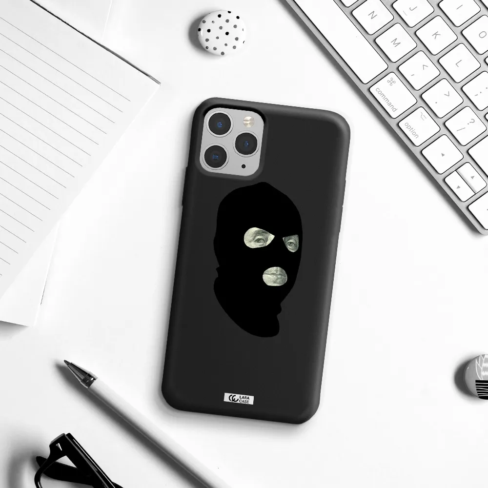 a person wearing a mask Apple iPhone 11 pro max Silicone black Case