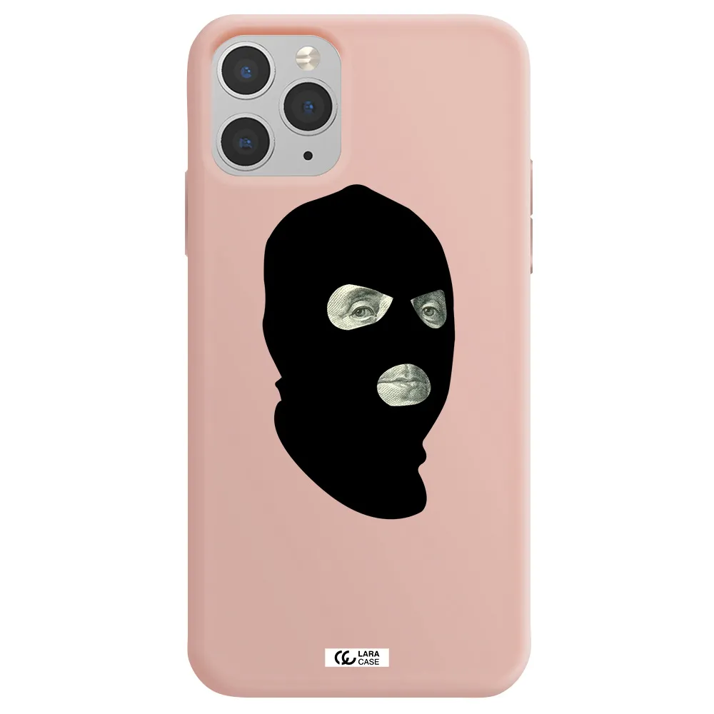 a person wearing a mask Apple iPhone 11 pro max Silicone pastel pink Case