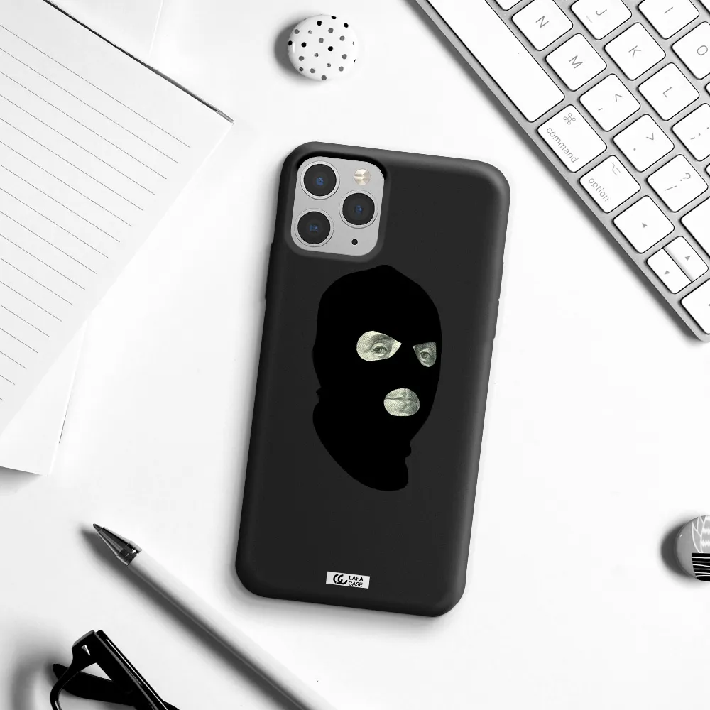 a person wearing a mask Apple iPhone 11 pro Silicone black Case