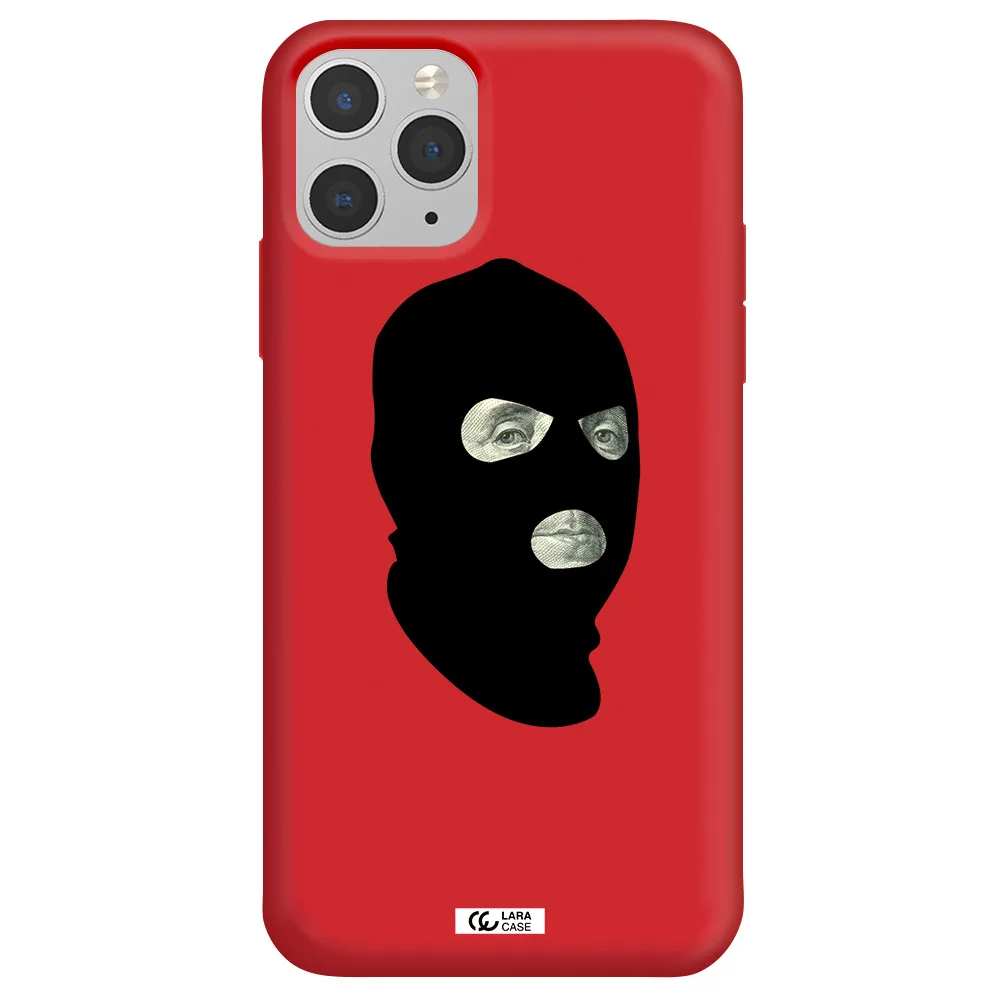 a person wearing a mask Apple iPhone 11 pro Silicone Imperial Red Case
