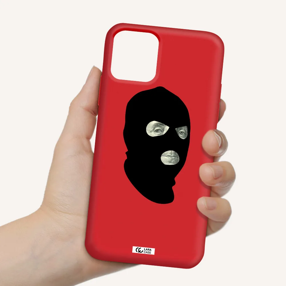 a person wearing a mask Apple iPhone 11 pro Silicone Imperial Red Case