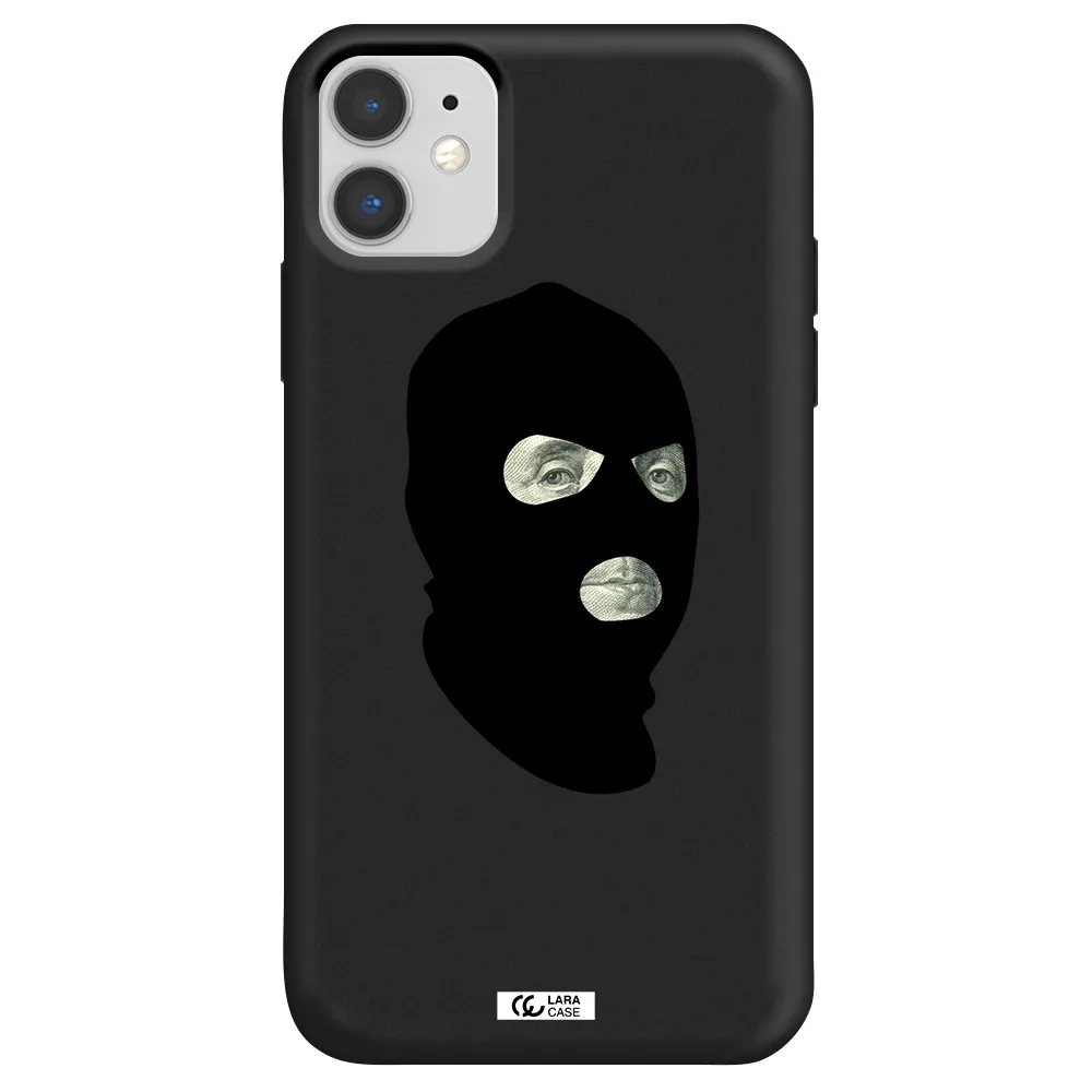 a person wearing a mask Apple iPhone 11 Silicone black Case