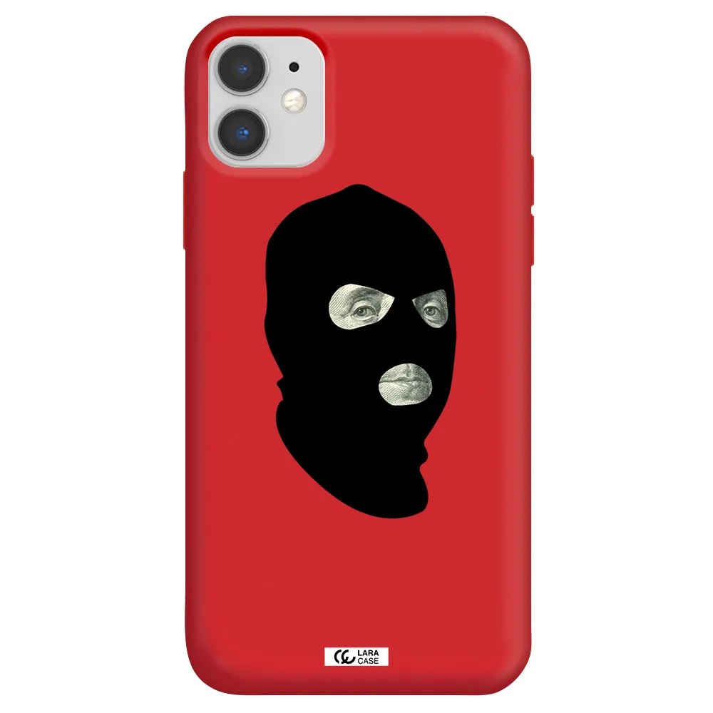 a person wearing a mask Apple iPhone 11 Silicone Imperial Red Case