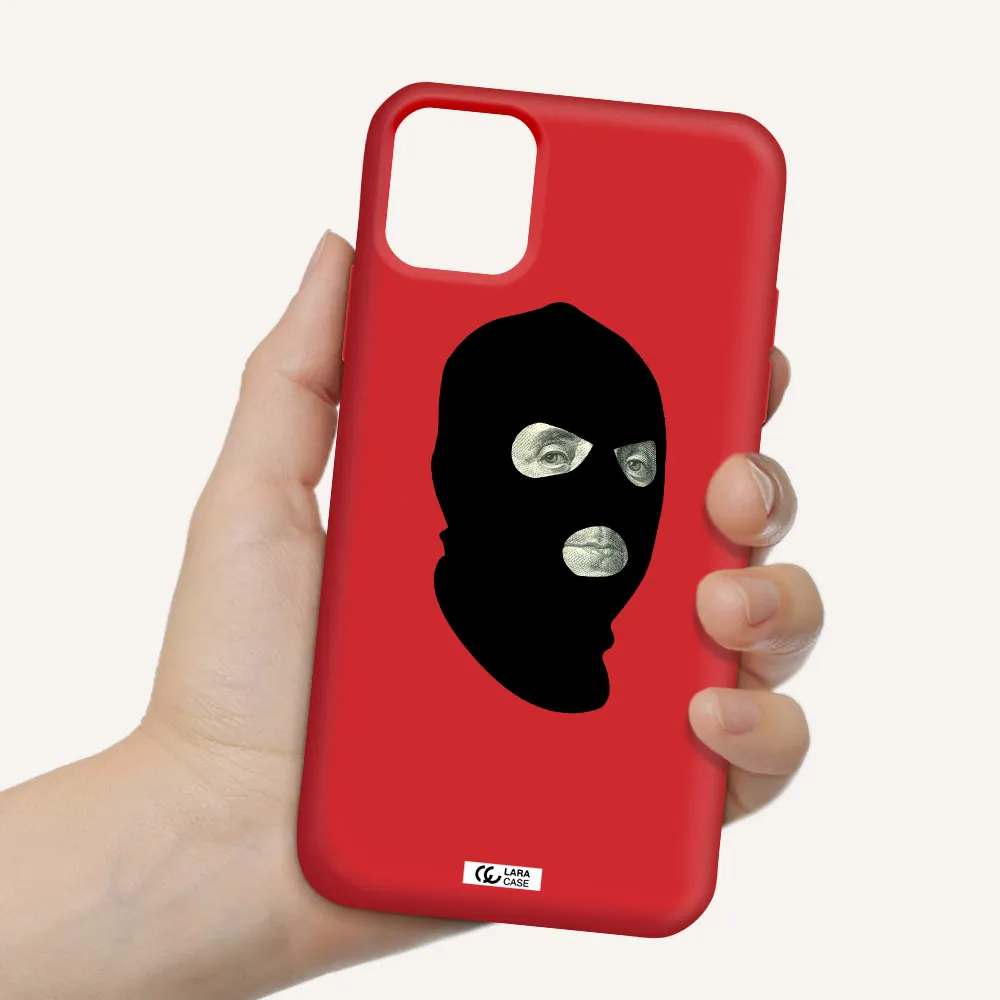 a person wearing a mask Apple iPhone 11 Silicone Imperial Red Case