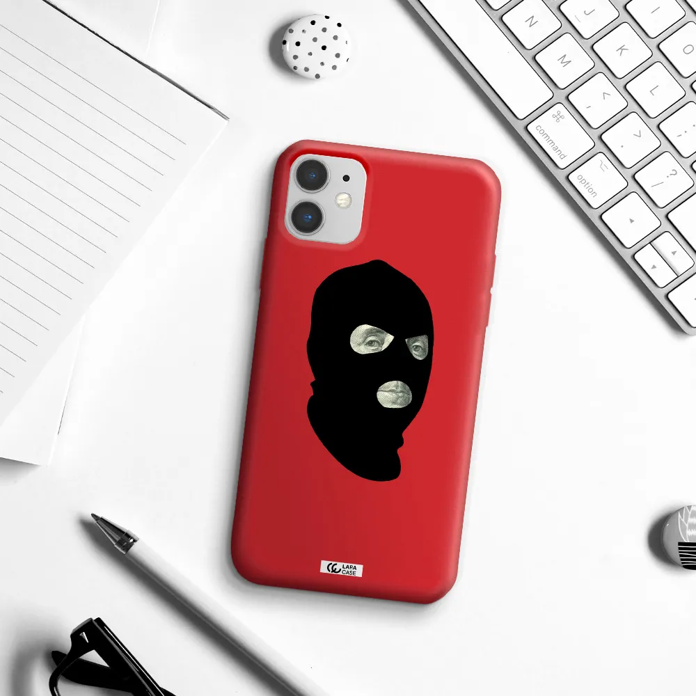 a person wearing a mask Apple iPhone 11 Silicone Imperial Red Case