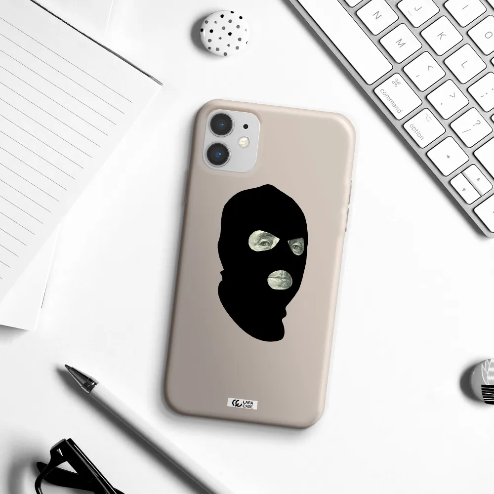 a person wearing a mask Apple iPhone 11 Silicone Stone Case