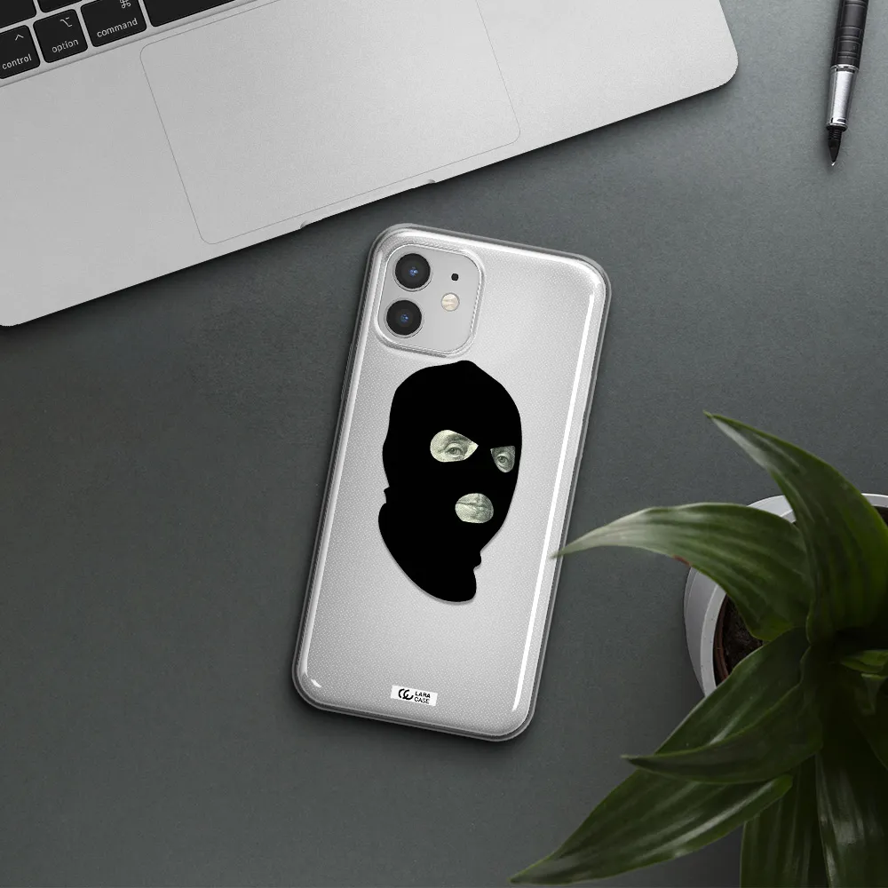 a person wearing a mask Apple iPhone 12 Clear TPU Case