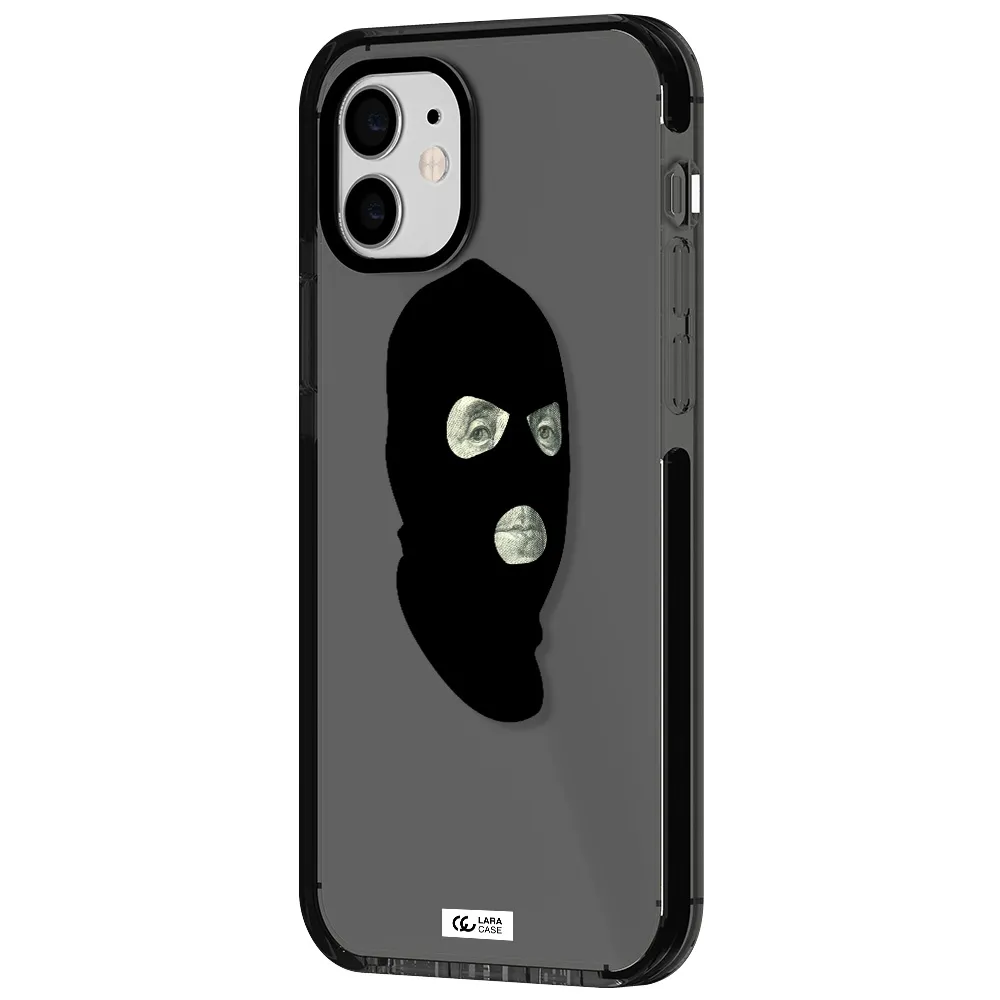 a person wearing a mask Apple iPhone 12 impact Smoke Black Case