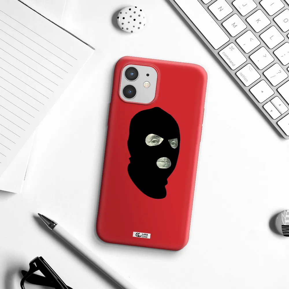 a person wearing a mask Apple iPhone 12 mini Silicone Imperial Red Case