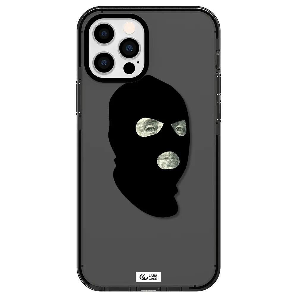 a person wearing a mask Apple iPhone 12 pro impact Smoke Black Case