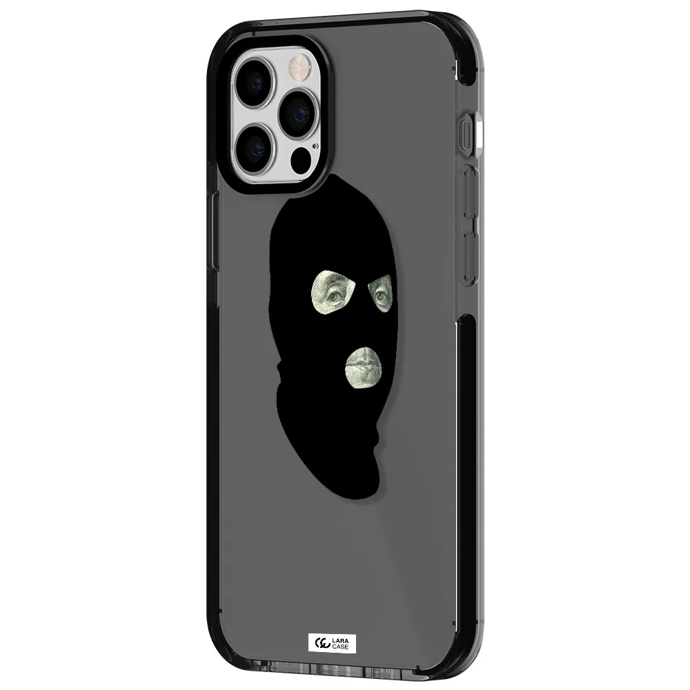 a person wearing a mask Apple iPhone 12 pro impact Smoke Black Case