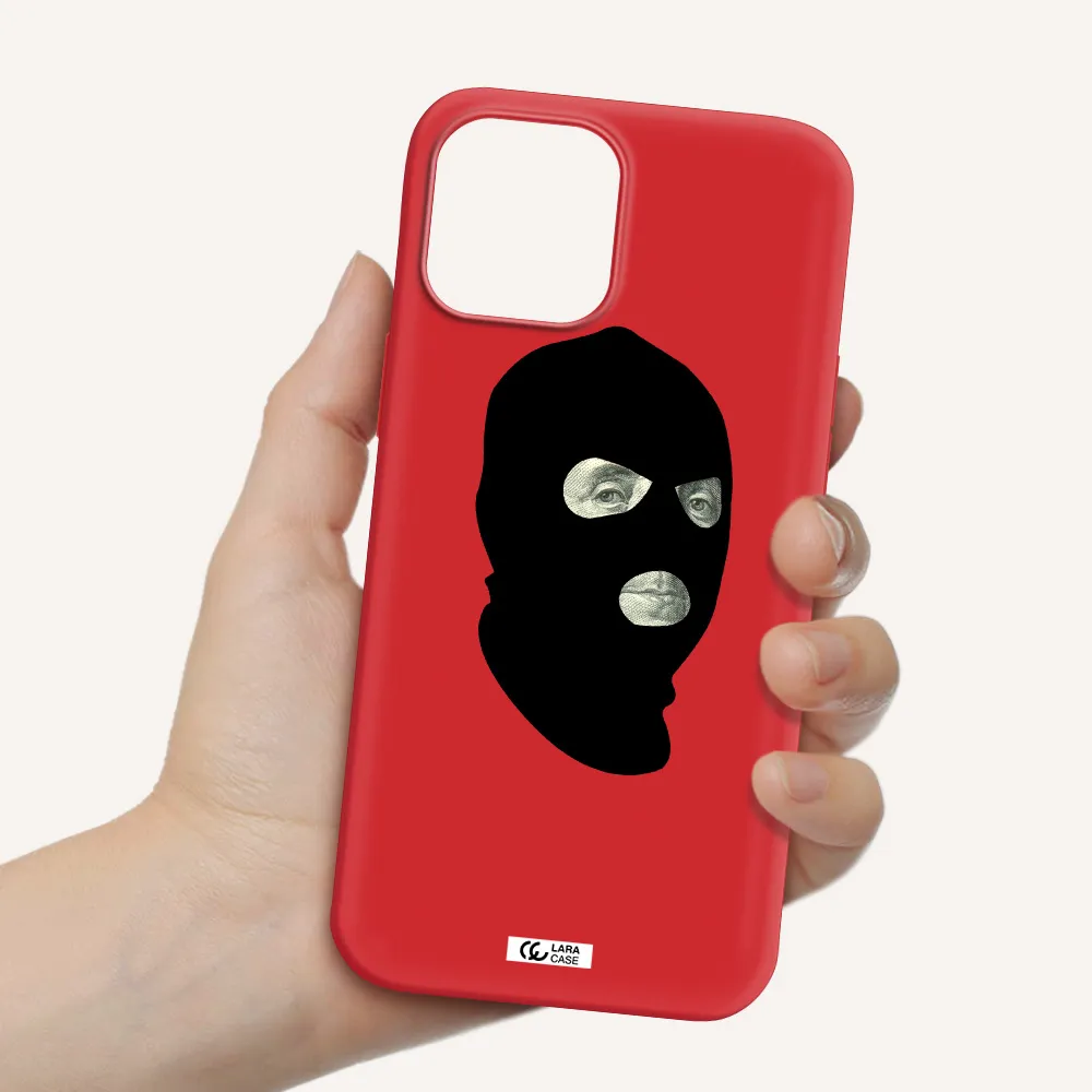 a person wearing a mask Apple iPhone 12 pro max Silicone Imperial Red Case