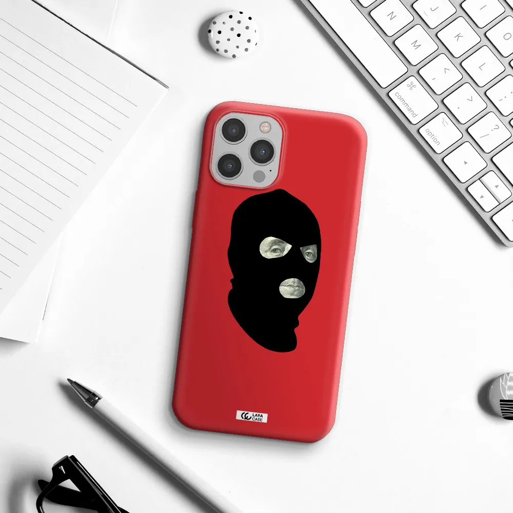 a person wearing a mask Apple iPhone 12 pro max Silicone Imperial Red Case