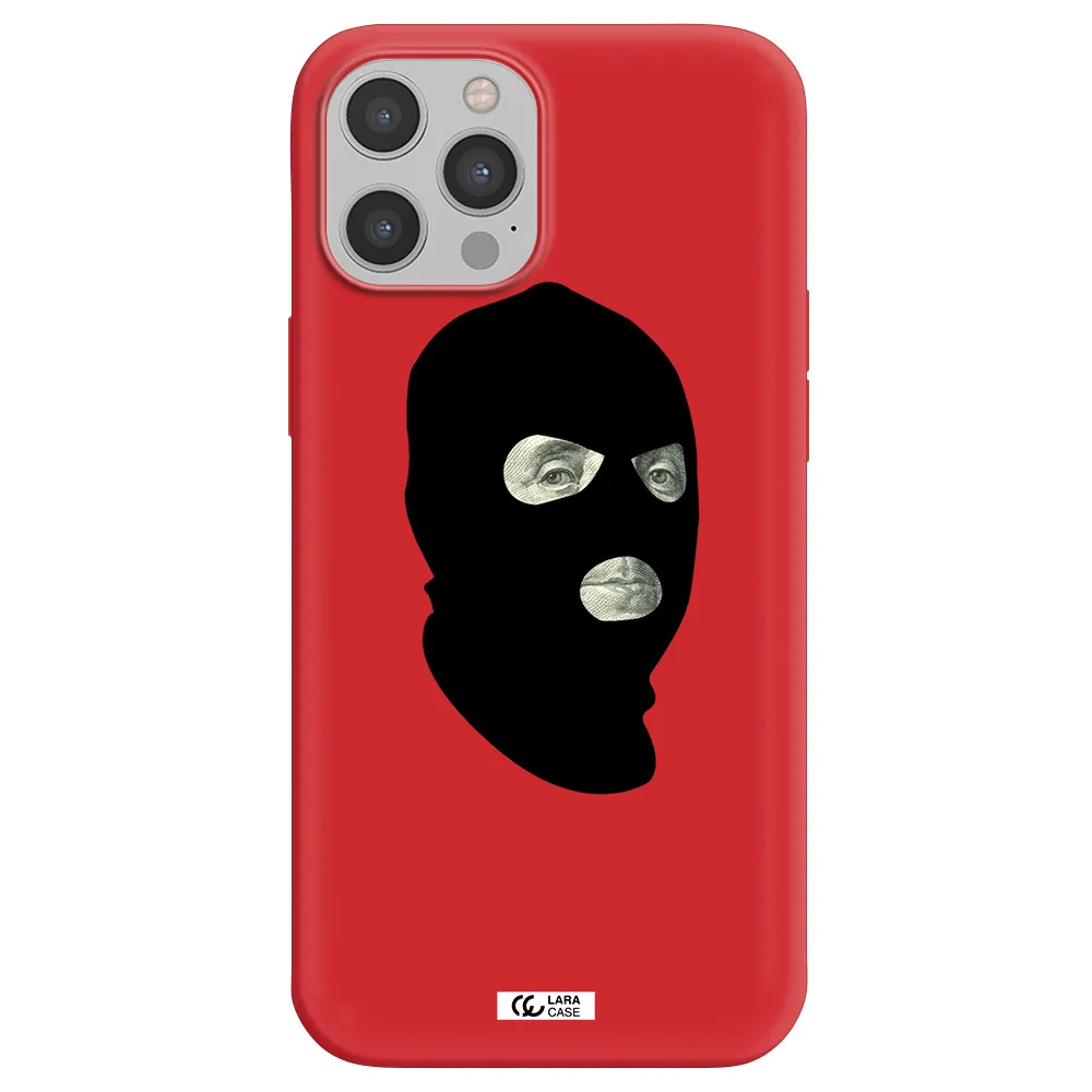 a person wearing a mask Apple iPhone 12 pro Silicone Imperial Red Case