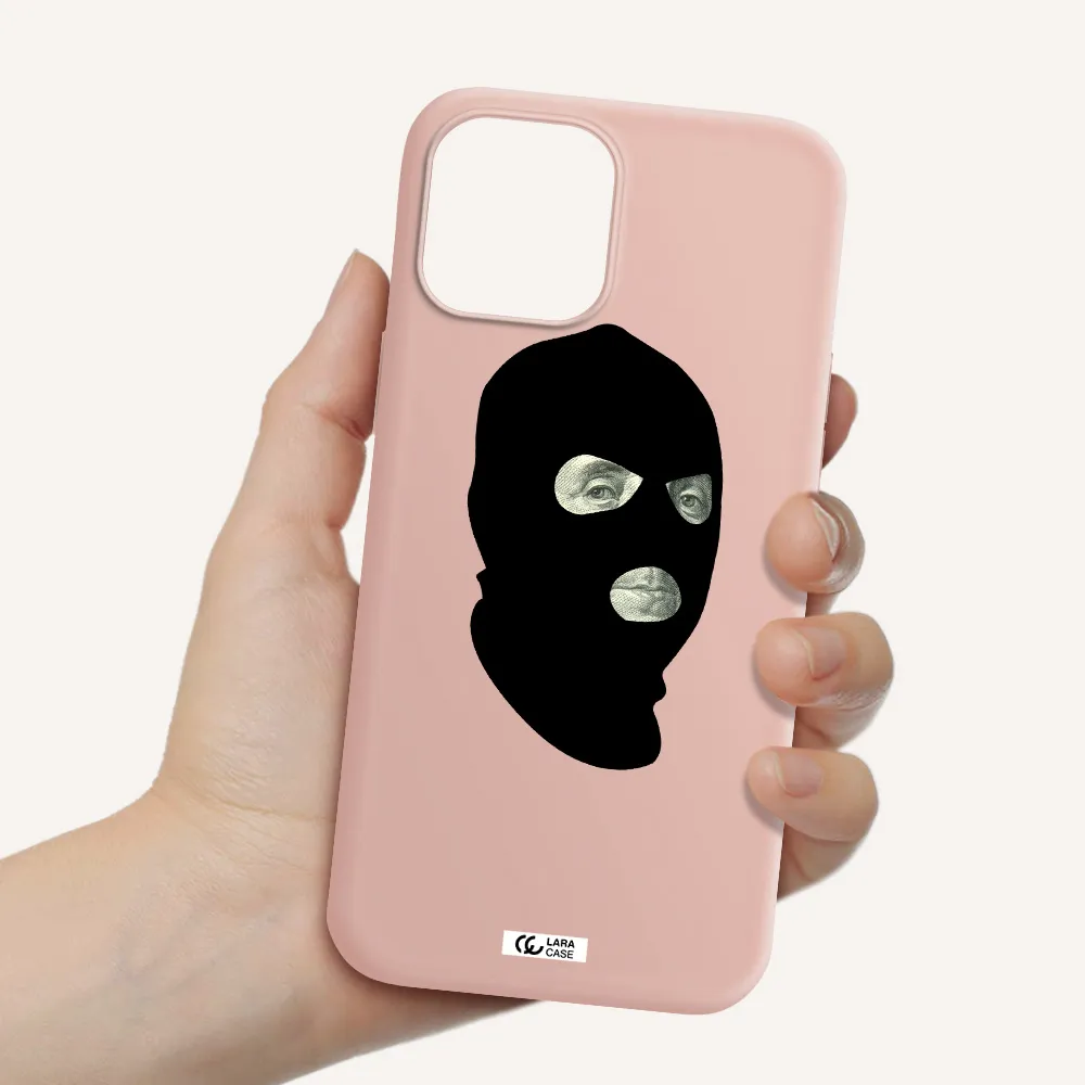 a person wearing a mask Apple iPhone 12 pro Silicone pastel pink Case