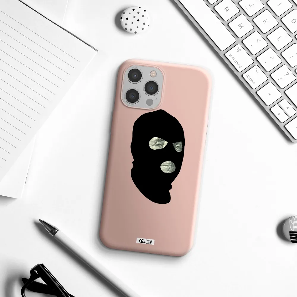 a person wearing a mask Apple iPhone 12 pro Silicone pastel pink Case