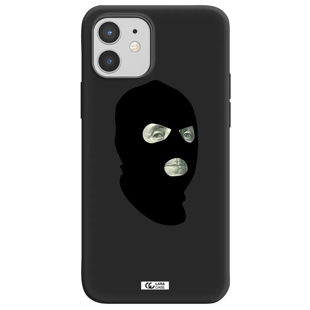 a person wearing a mask Apple iPhone 12 Silicone black Case