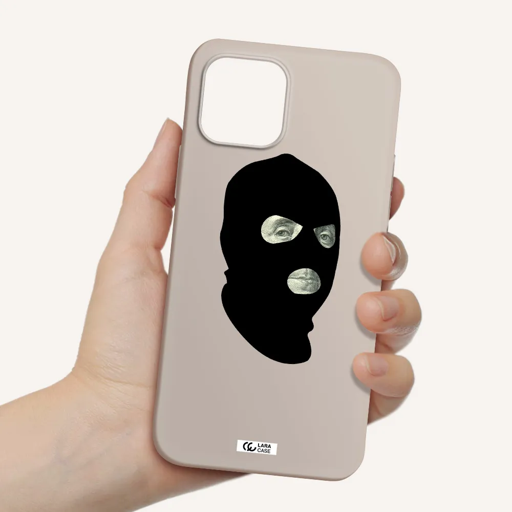 a person wearing a mask Apple iPhone 12 Silicone Stone Case