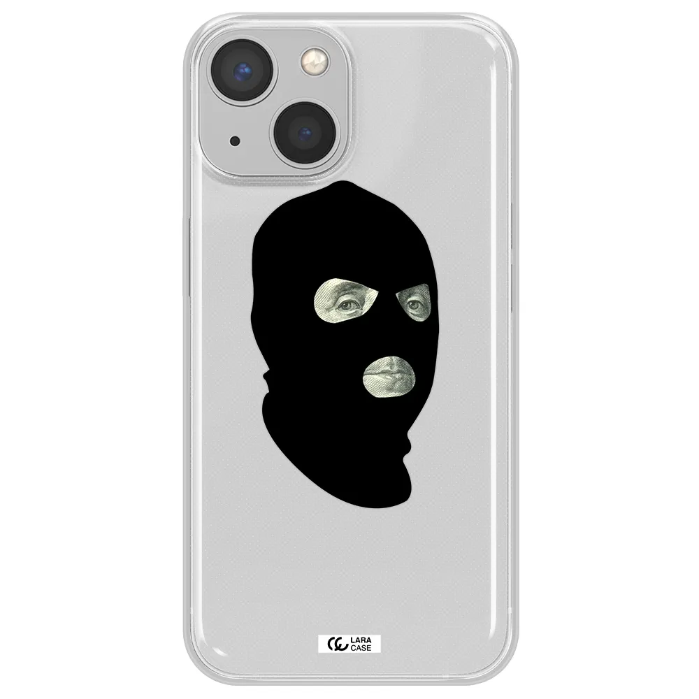 a person wearing a mask Apple iPhone 13 Clear TPU Case