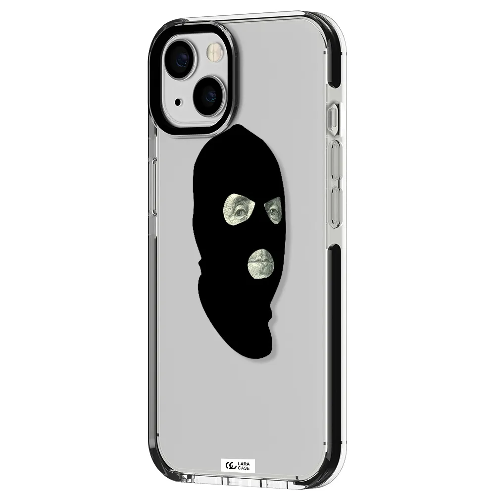 a person wearing a mask Apple iPhone 13 impact black border Case