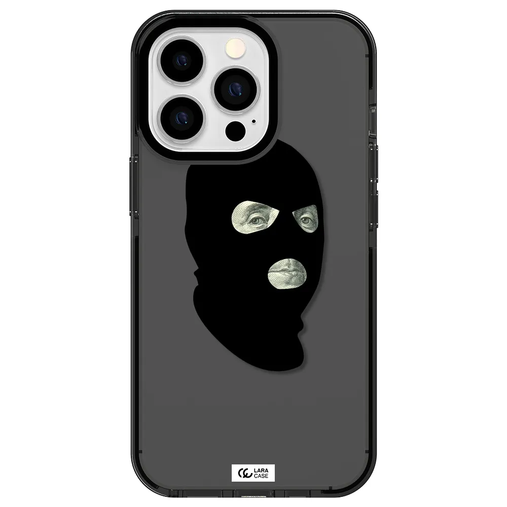 a person wearing a mask Apple iPhone 13 Pro impact Smoke Black Case
