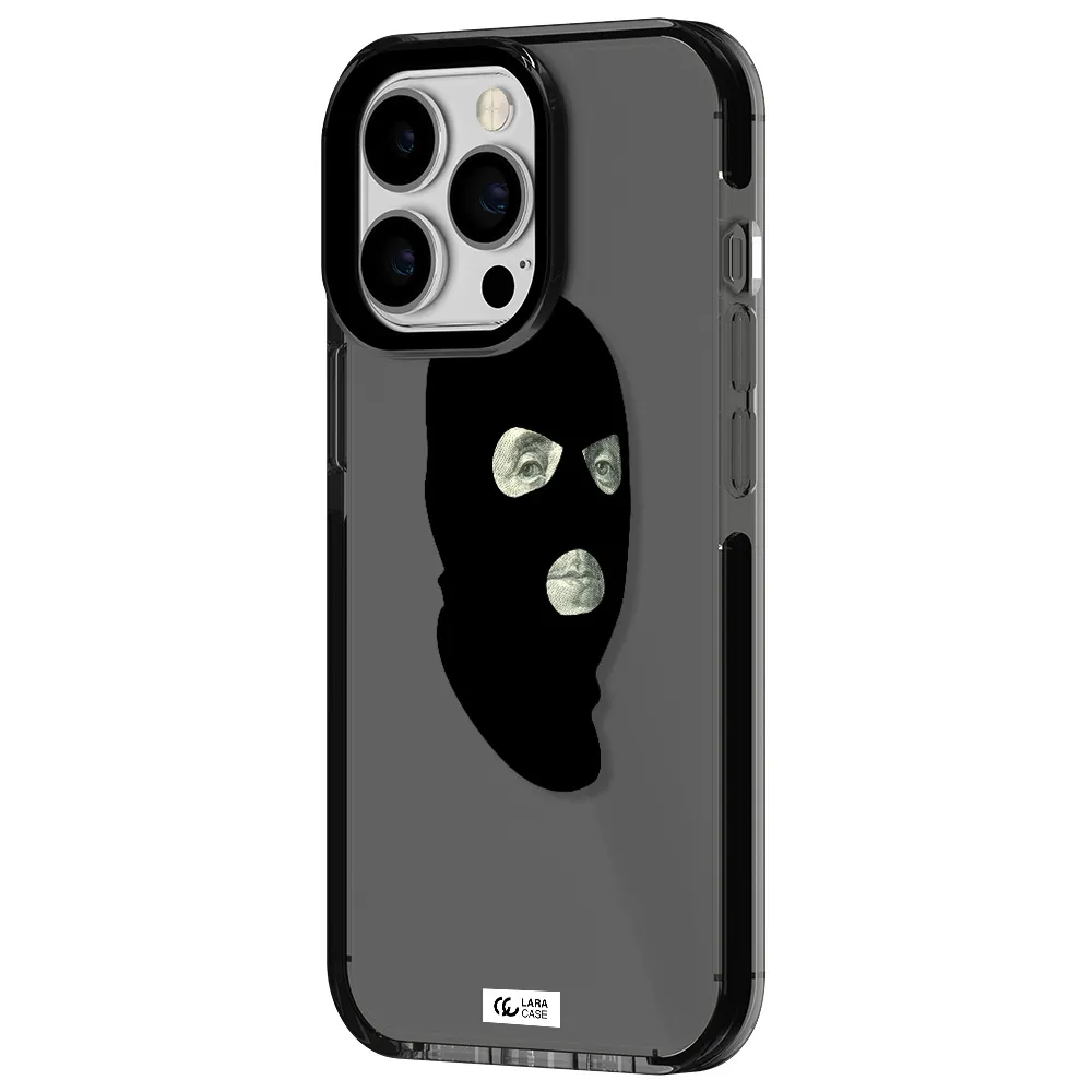 a person wearing a mask Apple iPhone 13 Pro impact Smoke Black Case