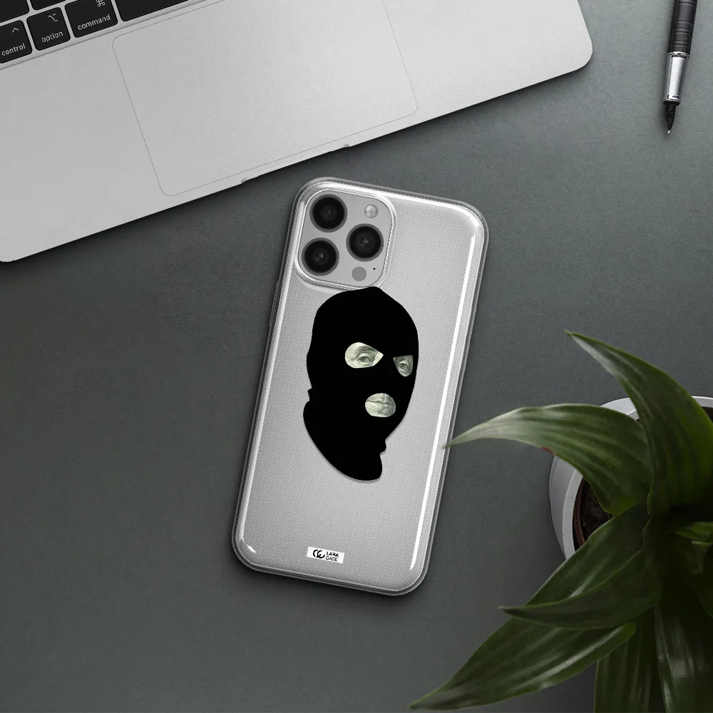 a person wearing a mask Apple iPhone 13 Pro Max Clear TPU Case