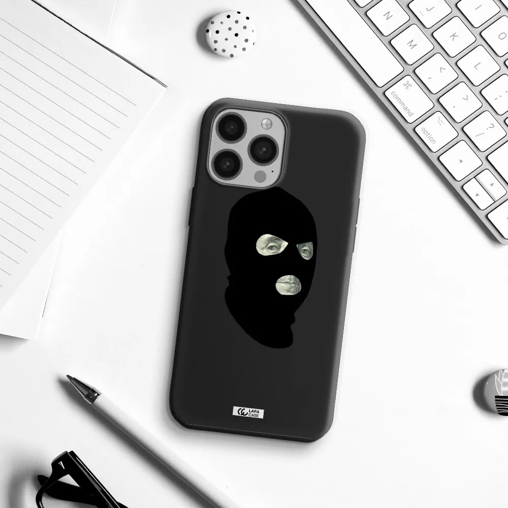 a person wearing a mask Apple iPhone 13 Pro Max Silicone black Case