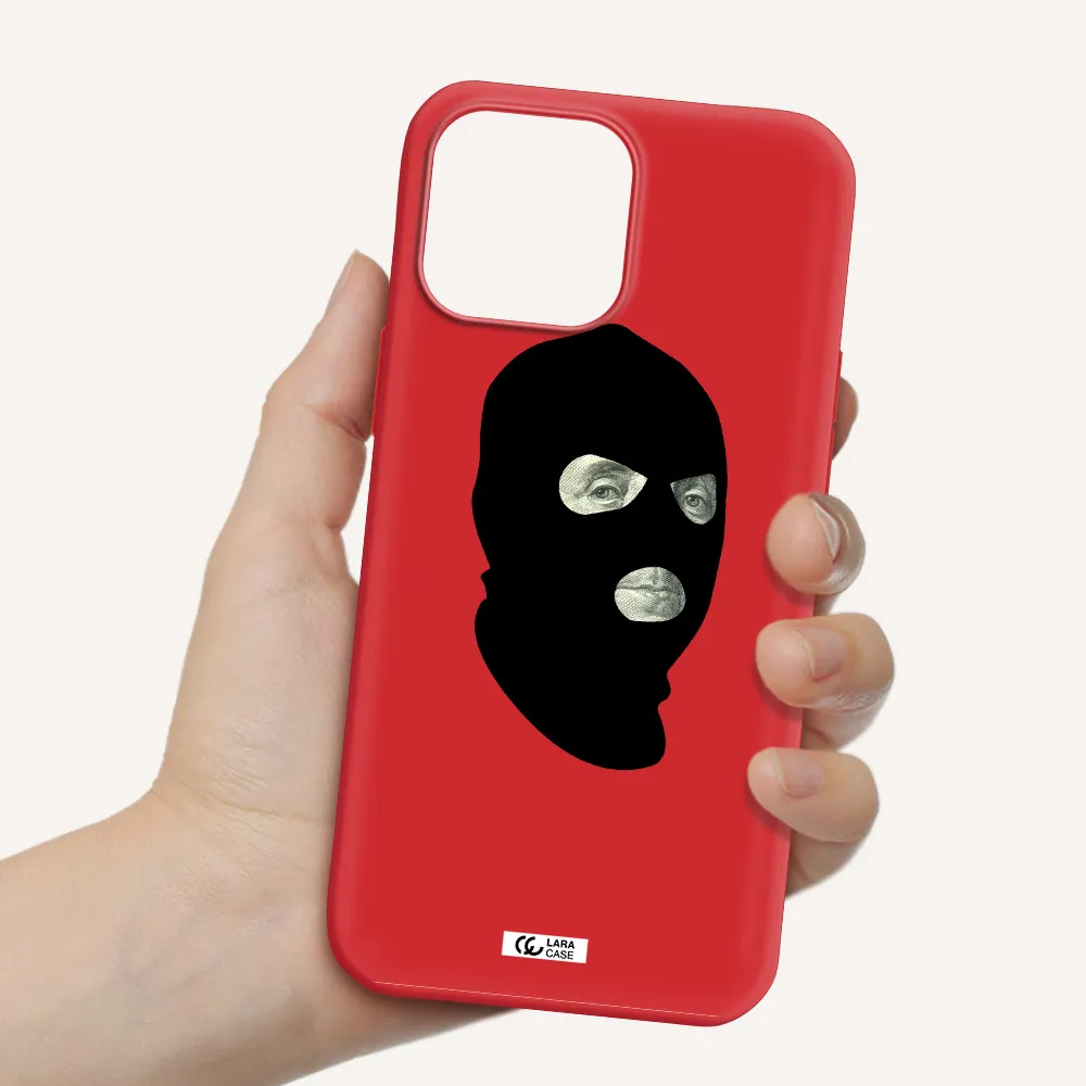 a person wearing a mask Apple iPhone 13 Pro Max Silicone Imperial Red Case
