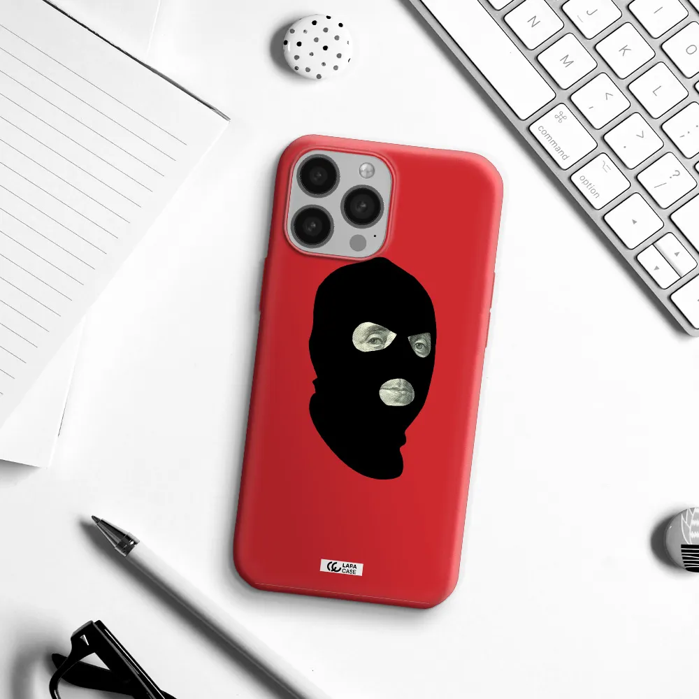a person wearing a mask Apple iPhone 13 Pro Max Silicone Imperial Red Case