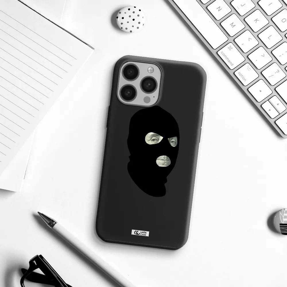 a person wearing a mask Apple iPhone 13 Pro Silicone black Case