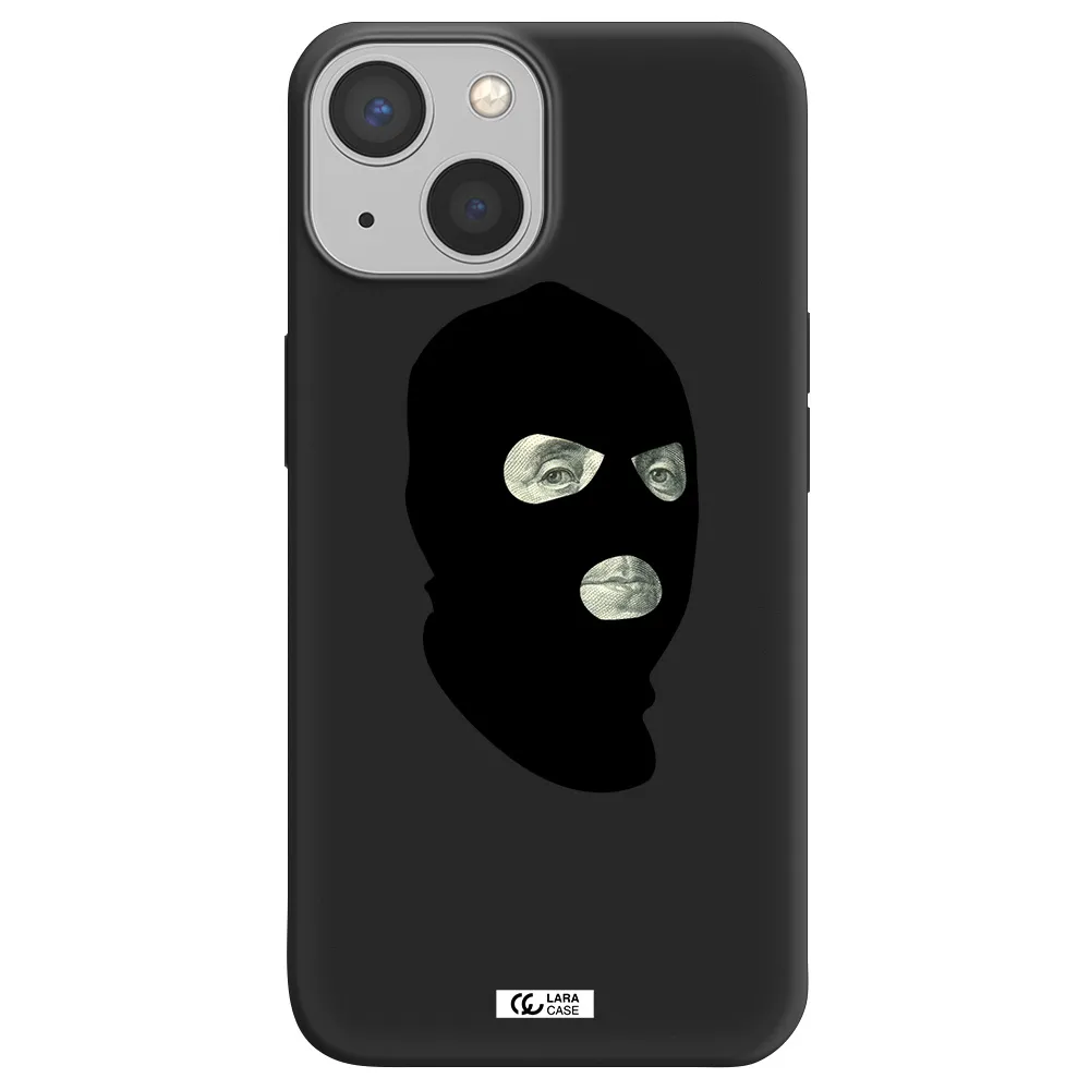 a person wearing a mask Apple iPhone 13 Silicone black Case