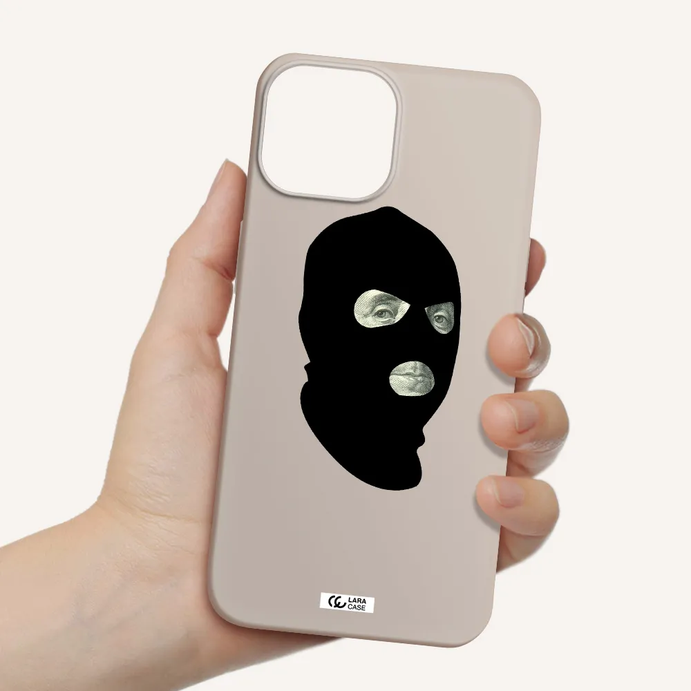 a person wearing a mask Apple iPhone 13 Silicone Stone Case