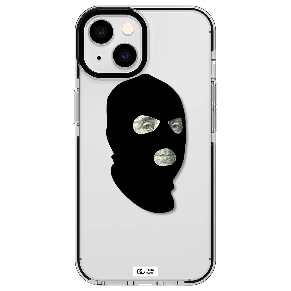 a person wearing a mask Apple iPhone 14 impact black border Case