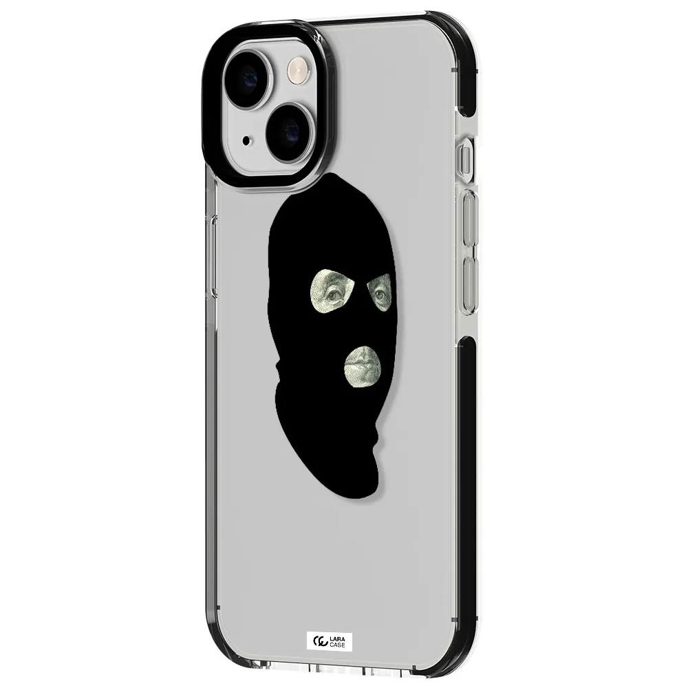 a person wearing a mask Apple iPhone 14 impact black border Case