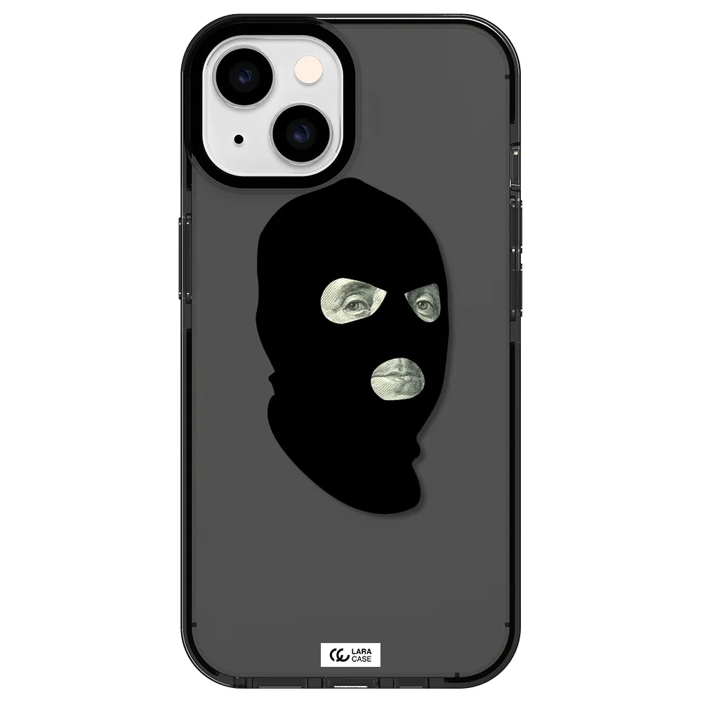 a person wearing a mask Apple iPhone 14 impact Smoke Black Case
