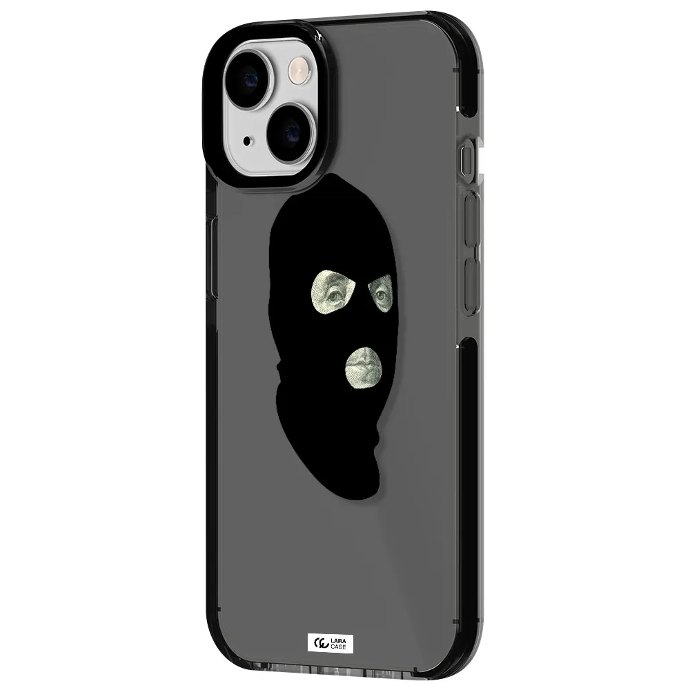 a person wearing a mask Apple iPhone 14 impact Smoke Black Case
