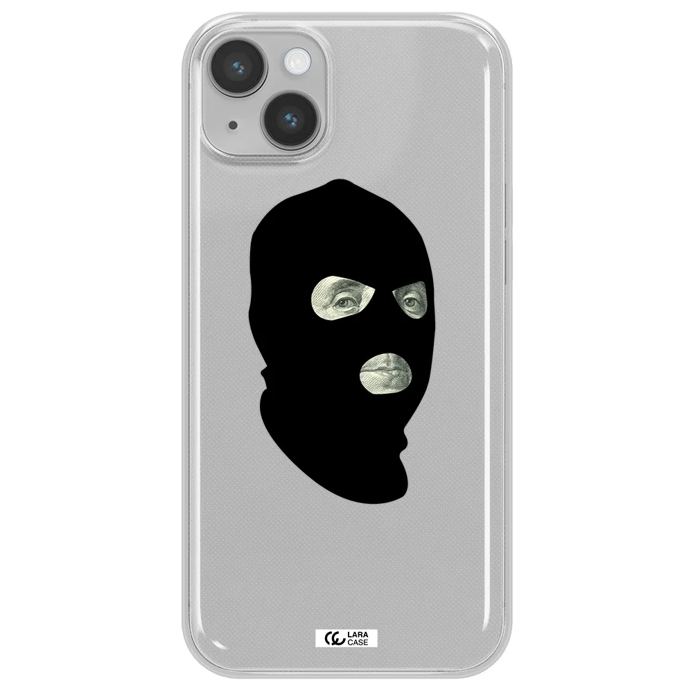 a person wearing a mask Apple iPhone 14 plus Clear TPU Case