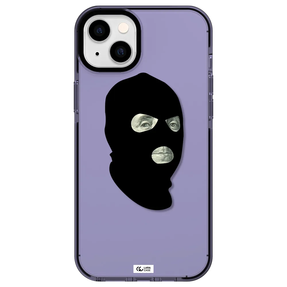 a person wearing a mask Apple iPhone 14 plus impact Lilac Case