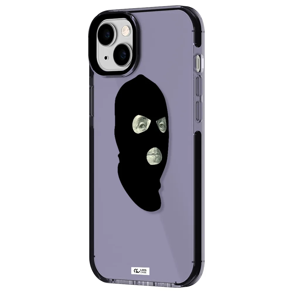 a person wearing a mask Apple iPhone 14 plus impact Lilac Case