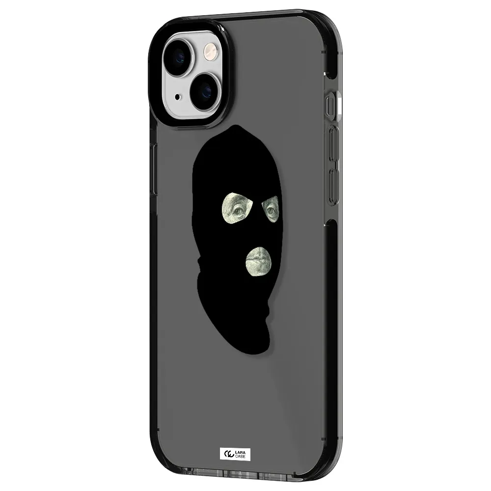 a person wearing a mask Apple iPhone 14 plus impact Smoke Black Case
