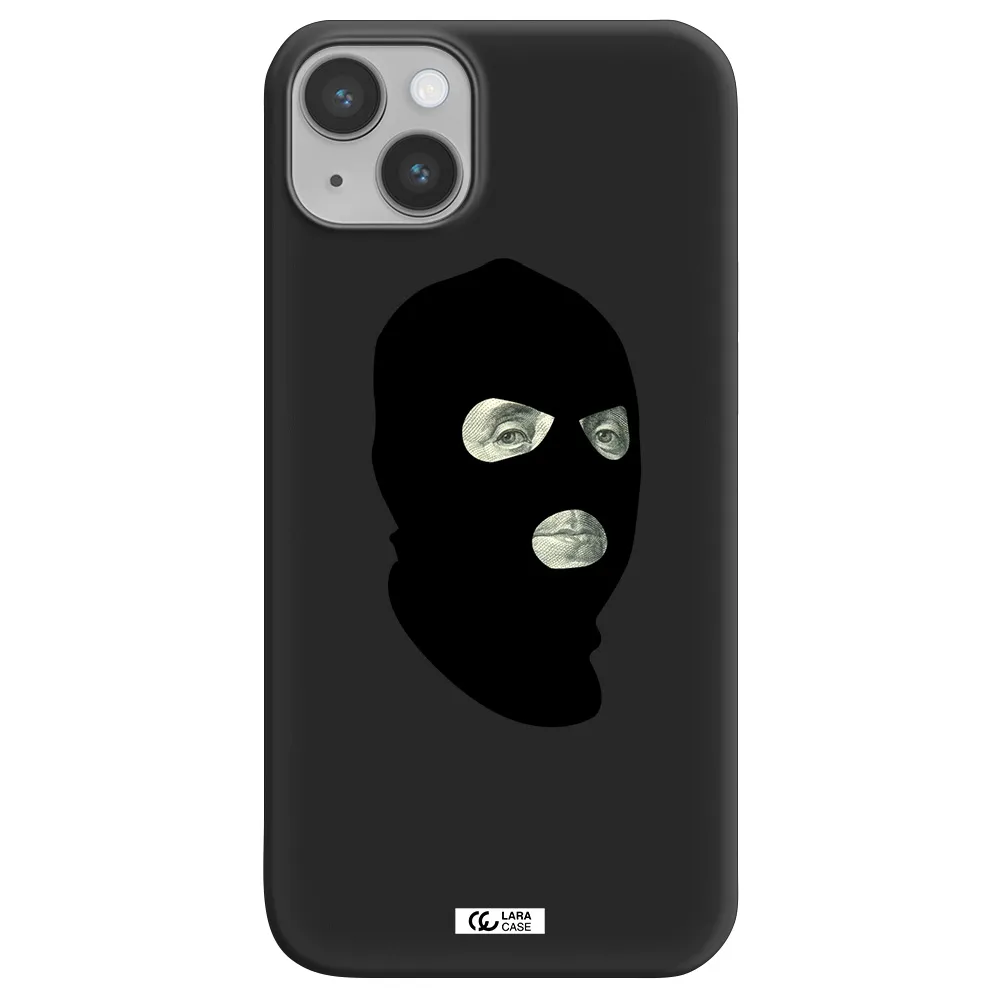 a person wearing a mask Apple iPhone 14 plus Silicone black Case