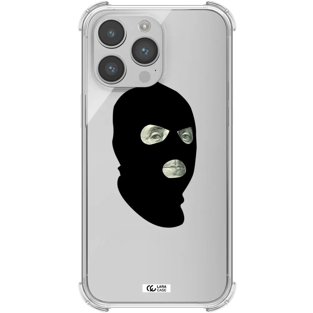a person wearing a mask Apple iPhone 14 pro Clear PC Case